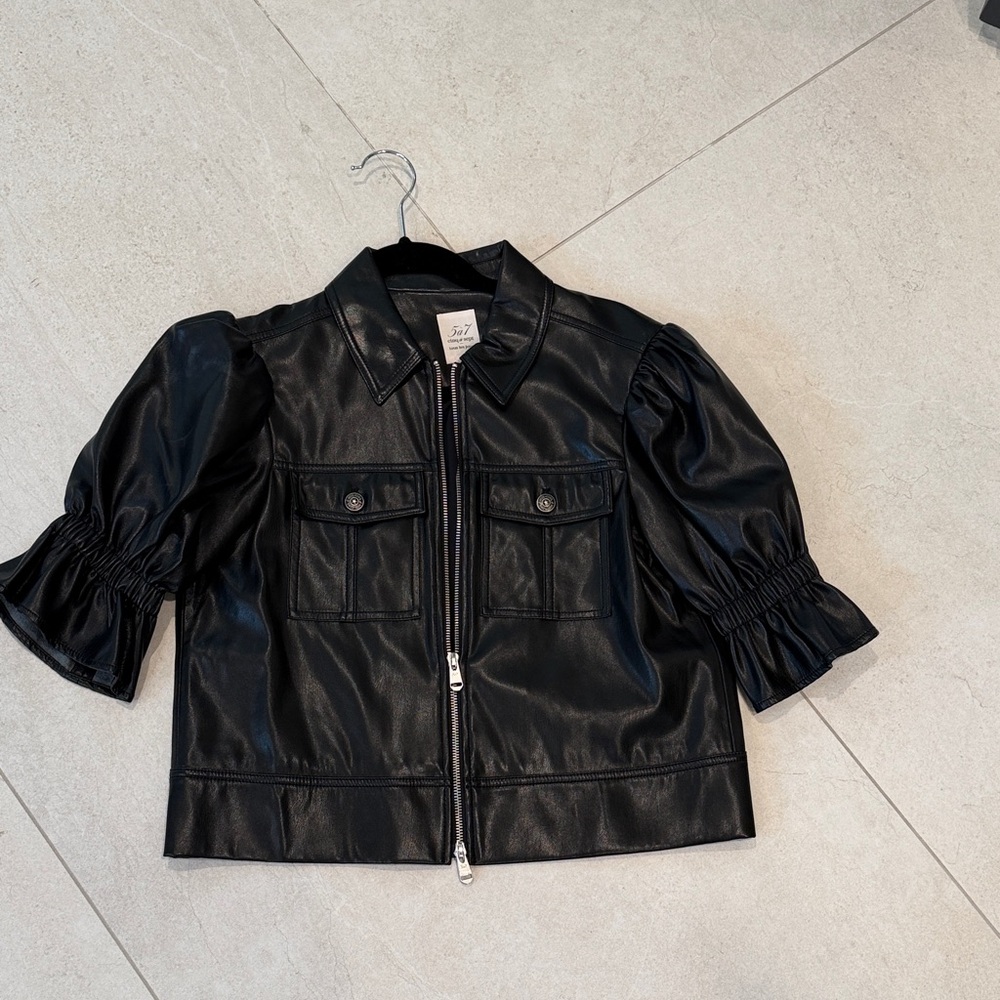Cinq à Sept Black Leather Jacket